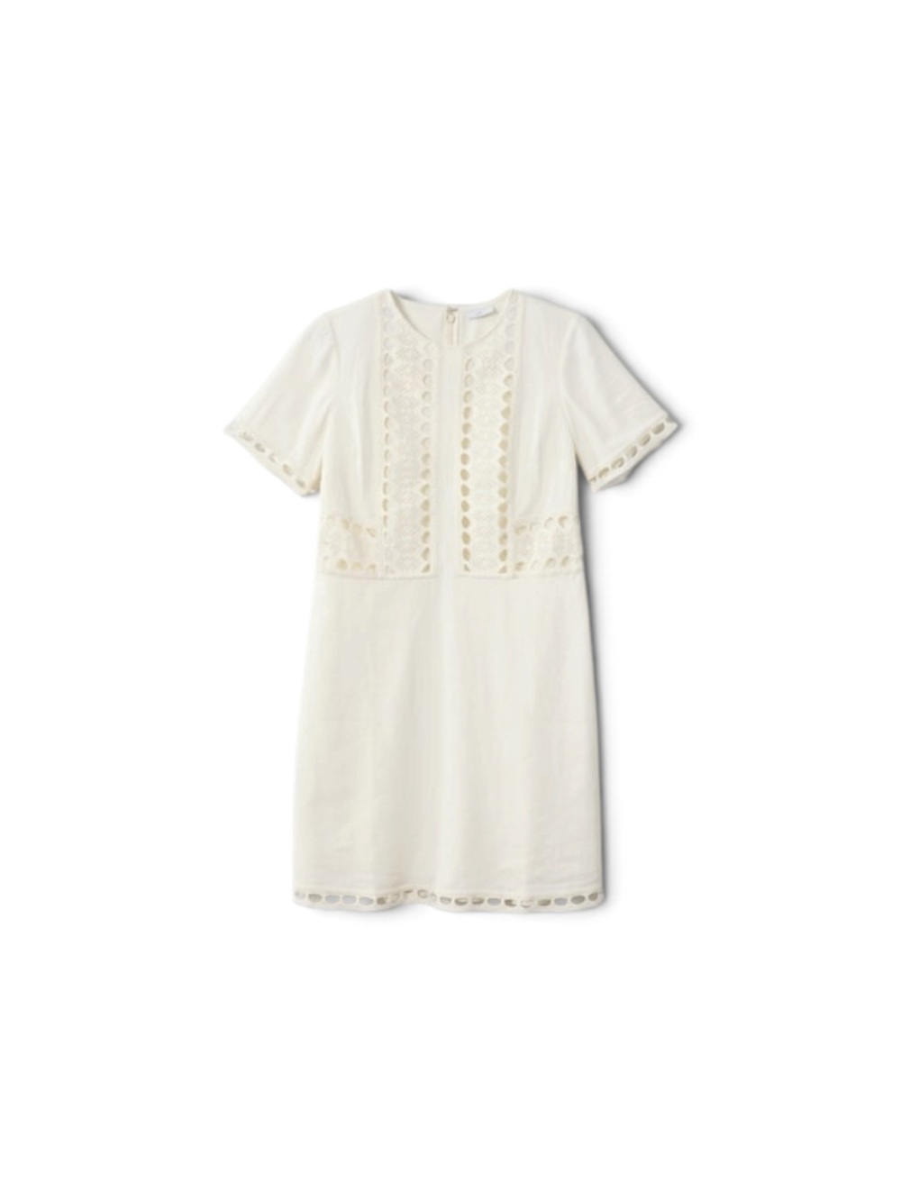 NWT J.Jill Crochet-Trim Dress Cream Linen Blend Sheath Size S